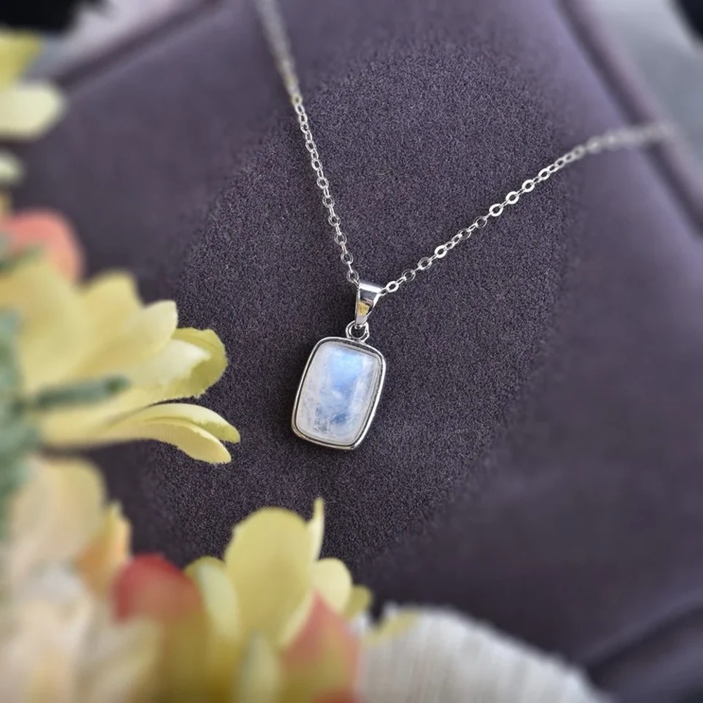 Natural moonstone necklace - real gemstone pendant necklace
